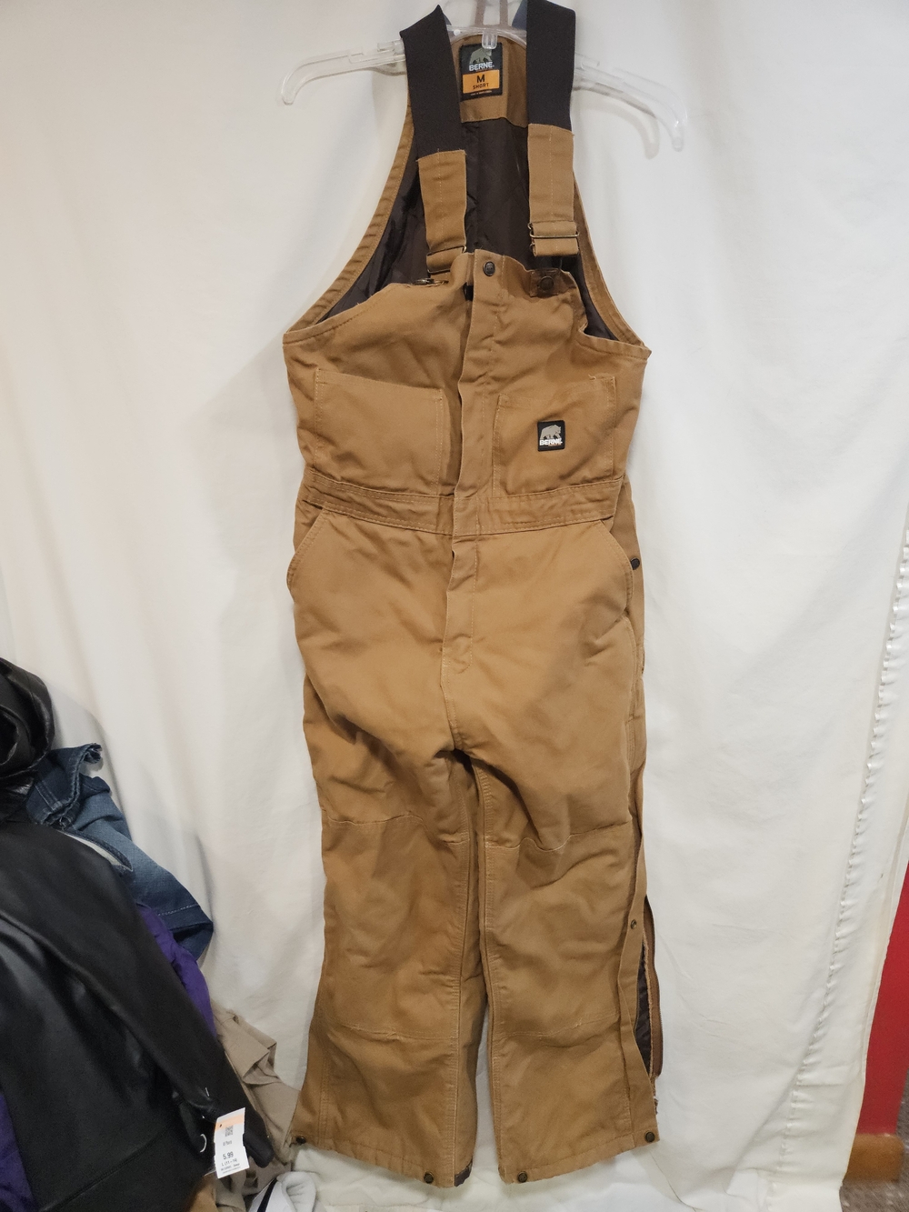 Insulated Tan Bib Overalls with Adjustable Straps - Work-Ready Comfort